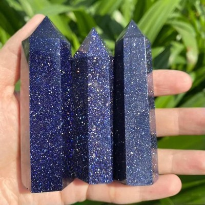 Natural Blue Goldstone Tower Point Obelisk Healing Crystal Mineral Specimens