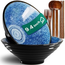 9.4-Inch 2 Sets Ceramic Ramen Bowl (8 Piece) - Japanese Porcelain Dishwasher Mi