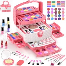 GirlsHome Kids Makeup Set, 56Pcs Washable Frozen Toys Toddler Makeup Kit