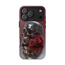 For iPhone / Galaxy / Pixel Metallic Skull Rose Flowers Phone Case