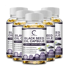 Black Seed Oil Softgels Pure 1000MG Cold Pressed Cumin Nigella Sativa Non-GMO