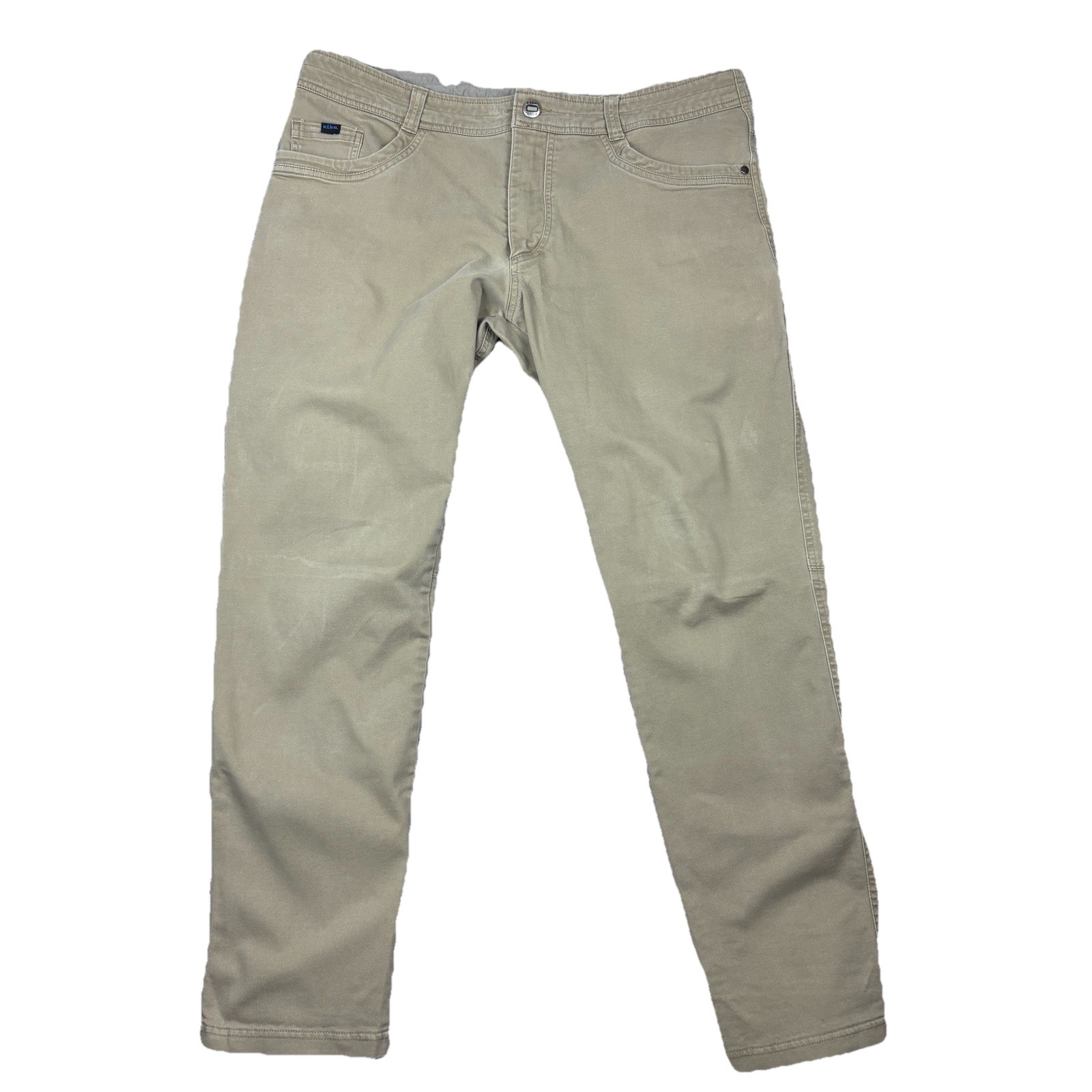 KÜHL Men Revolt Pants 40x30 Khaki Cotton Stretch Outdoor Hiking Reinforce Gusset