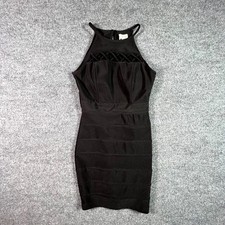 Honey And Rosie Bodycon Mini Dress Womens S Black Halter Neck Cut Out Party Glam