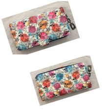 PORTMONEE mit TOTENKOPF GELDBÖRSE GELDBEUTEL ✅NEU Kartenfach Rosen Bunt Floral