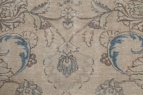 Muted Distressed Floral Traditional Room Size Rug Vintage Handmade Carpet 10x11 - Picture 10 of 21
