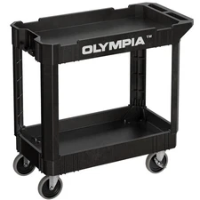 2 Tier Rolling Carts with Wheels – 500lbs Heavy Duty Utility Cart, Locking Sw...
