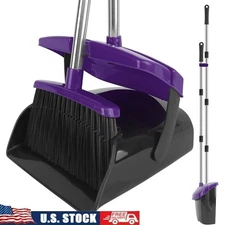 Adjustable Long Handle Dustpan Broom Set Heavy Duty Windproof Cleaning Tool New