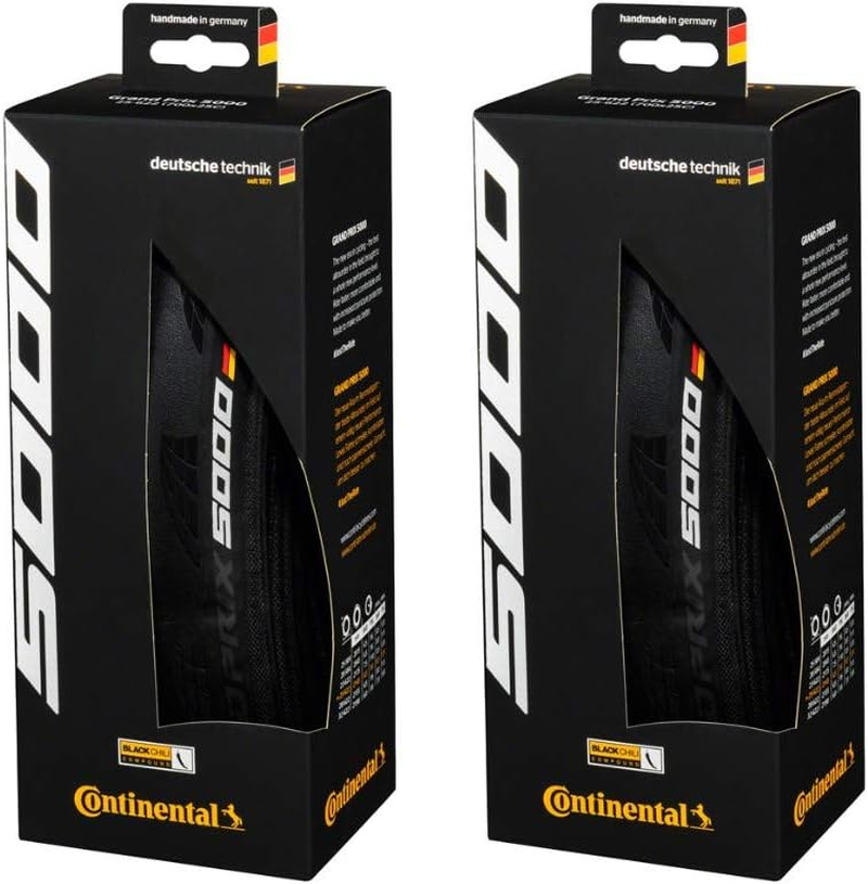 Continental Set of 2 GP 5000, 700X28C, Racing Bike Tires, Black