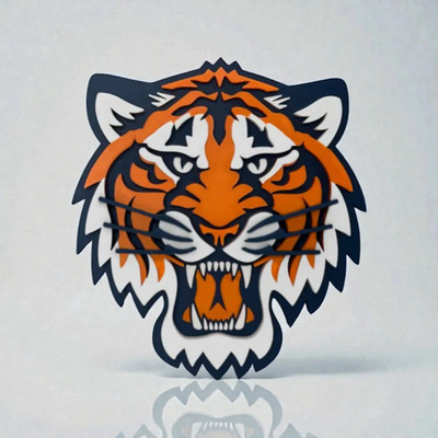 3D Printed Tiger Head Logo PLA Wall Art Decorative Piece tiger logo home decor