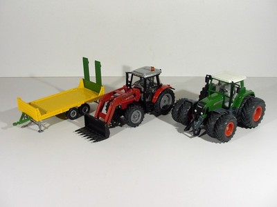 Konvolut 3 Siku 1:32 Modelle, Fendt 716 Doppelber., MF 894 Frontl., Tandemanh.
