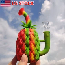 7 inch Red & Green Water Pipe Silicone Hookah Smoking Hand Pipes +Glass Bowl NEW