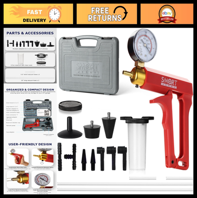 #ad 17 Pcs Brake Bleeder Kit with Hand Vacuum Pump amp; Pressure Gauge Motorcycle Too $48.59