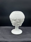 Vintage - 6½" Westmoreland Milk Glass Pedestal Ivy Ball Vase, Paneled Grape