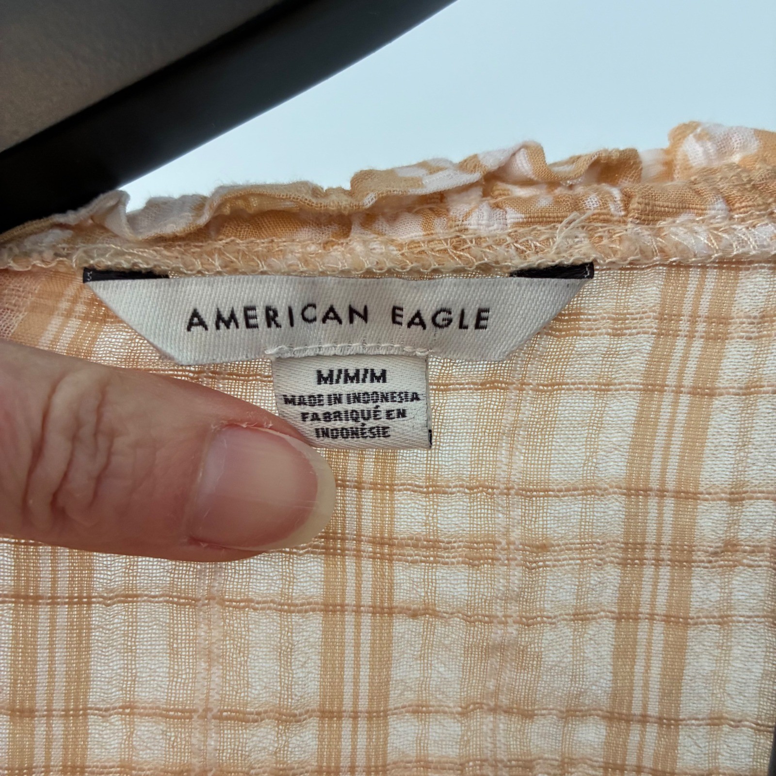 American Eagle Patchwork Floral Plaid Babydoll Bl… - image 4