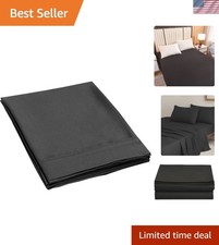 Queen Size Black Brushed Microfiber Flat Sheet - Machine Washable  Breathable
