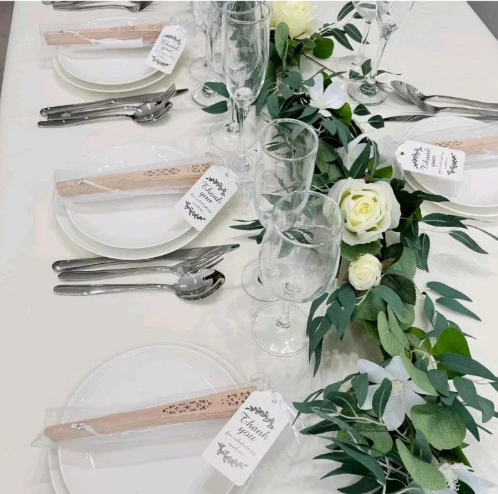 Wooden Hand Fan Handheld Folding Fans with Organza Bags Wedding Favors 50 Pk - Image 3 of 4