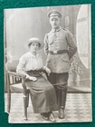 German WW1 Real Original Photo WWI Soldier Wife Couple c1918 Iron Cross Medal
