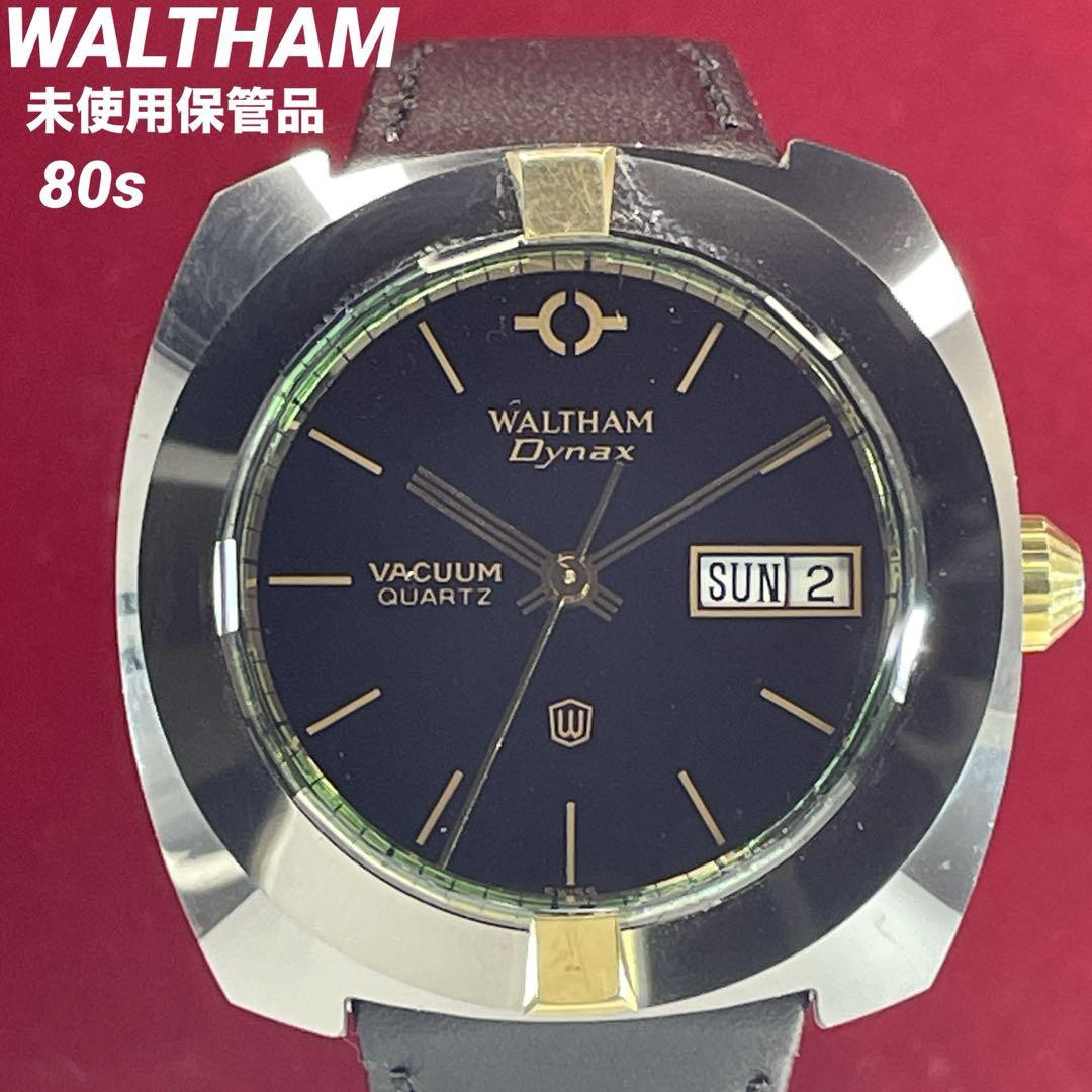 時計 WALTHAM Dynax VACUUM QUARTZ WALTHAM DYNAX VACUUM MEN'S WRISTWATCH BLACK DIAL LEATHER