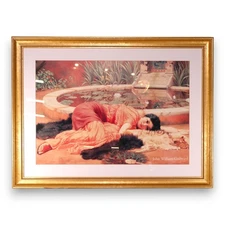 John William Godward Dolce Far Niente 1904 34x45 Gilt Framed Matted