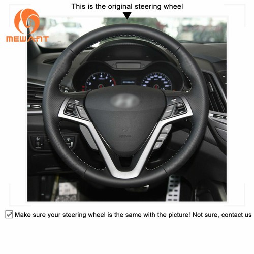 Funda de volante de coche de cuero auténtico Mewant para Hyundai Veloster 2011-2017 - Imagen 3 de 9