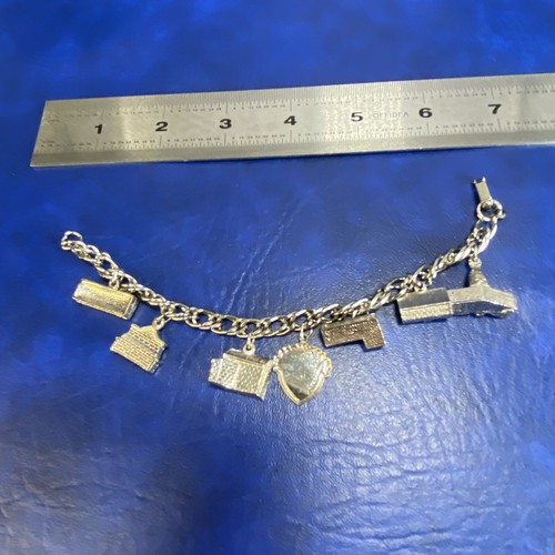 Vintage Tourist silberfarbenes 7 Bettelarmband Kapitol Gebäude & Wahrzeichen Strukturen - Bild 12 von 15