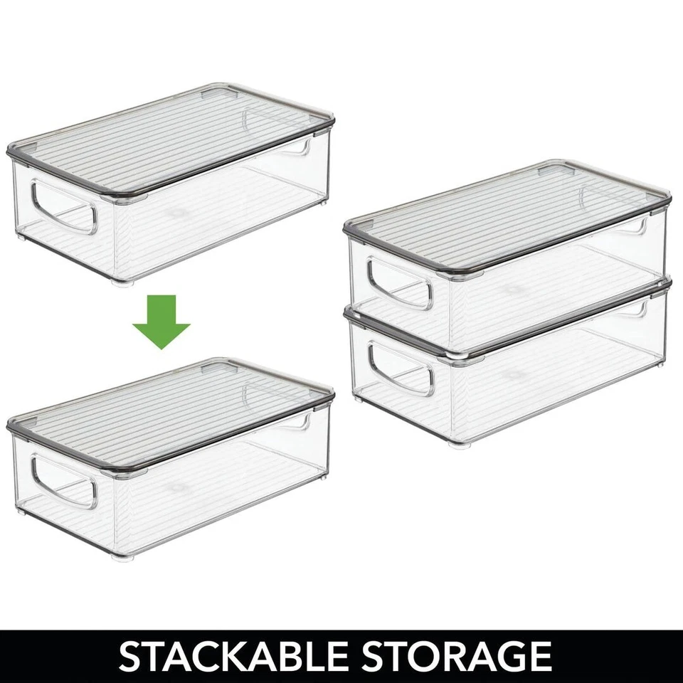 kitchen organizer Storage Box Stackable Food lidded packed of 4 transparent - Image 4 of 4