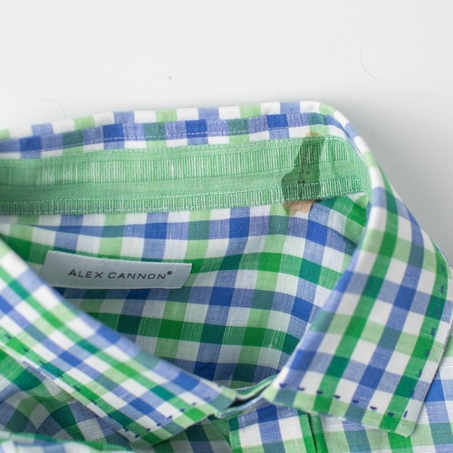 Alex Cannon Men's Long Sleeve Button Up Blue Green Plaid Large - Picture 7 of 10