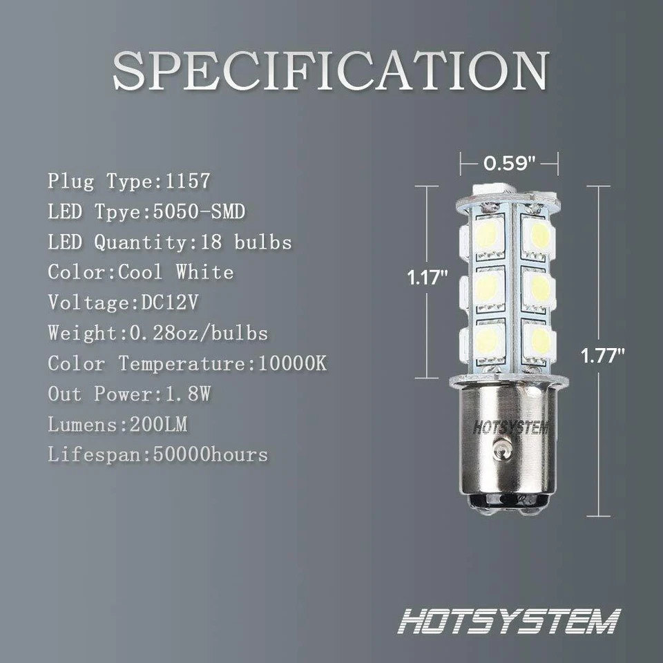 10 X HOTSYSTEM 1157 LED SMD LED Bulbs Cool White Off Set CR006 AA 19 - Image 3 of 4