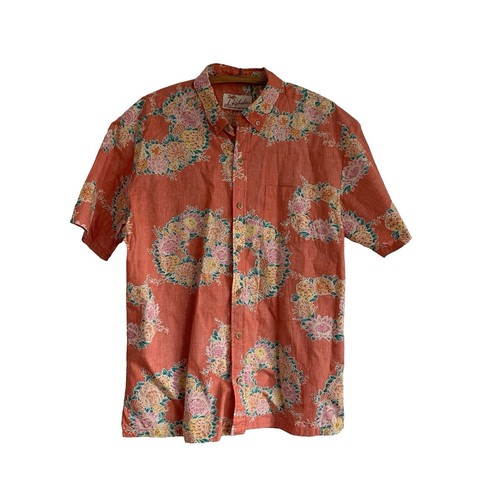 John Severson Kahala Men Blue Hawaiian Camp Aloha Shirt Floral