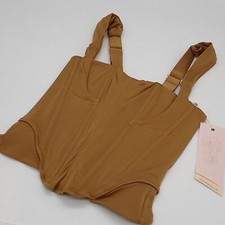 Free People We Are HAH Top Womens XS Knock Out Corset-style Crop Shroom Tan XS