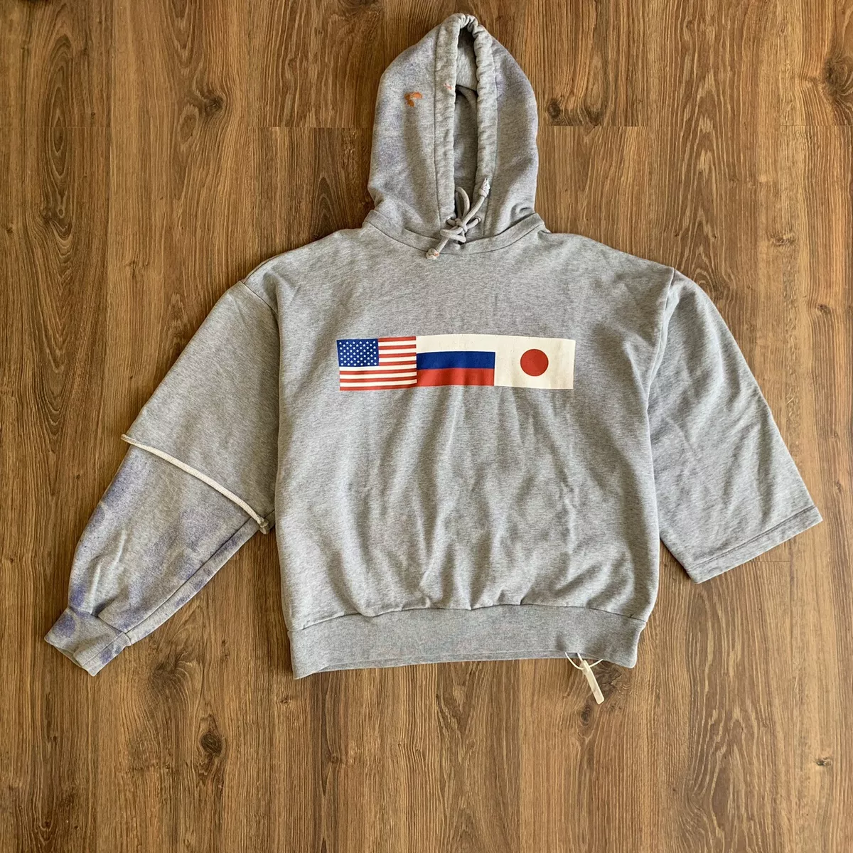 Gosha Rubchinskiy 18Aw FlagS Grey Cotton Custom Hoodie