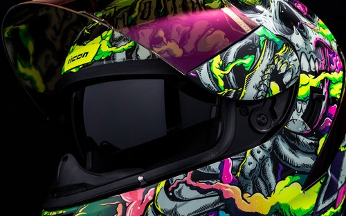 Casco de motocicleta Icon Airform Hippie Dippy Glow in the Dark - todos los tamaños - Imagen 5 de 8