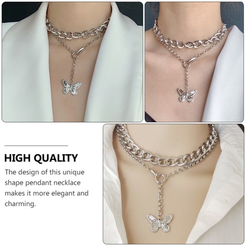 Vintage Butterfly Choker Miss Multi Layer Necklaces for Women Elegant - Picture 5 of 12