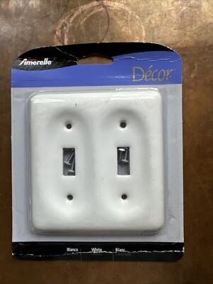 Amerelle Allena 3020TTW New!! White Porcelain Ceramic 2 Toggle Switch Plate
