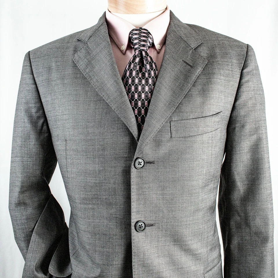 SALVATORE FERRAGAMO Nuevo Abrigo Chaqueta Hombre Gris Plateado Sólido 3 Botones Talla 40 42 Foto 4 de 4