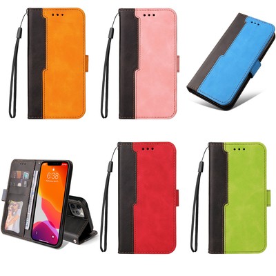 Handyhülle für Oppo Realme C25 8i C15 Narzo50 Spleißen PU Leder Flip Wallet Case