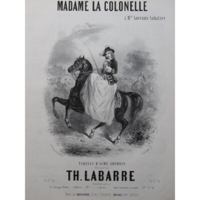LABARRE Théodore Madame La Colonelle Chant Piano Ca1850