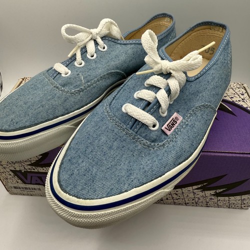 Vintage 1990 Vans INDIGO DENIM NAVY FOXIN Deck Shoes Mens 6 Made USA IN BOX RARE - Picture 3 of 15