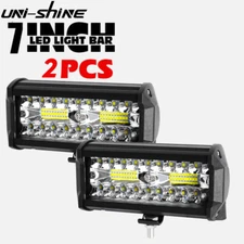 2x 7inch 20000LM LED Work Light Bar Flood Spot Pod Offroad Fog Driving ATV Truck