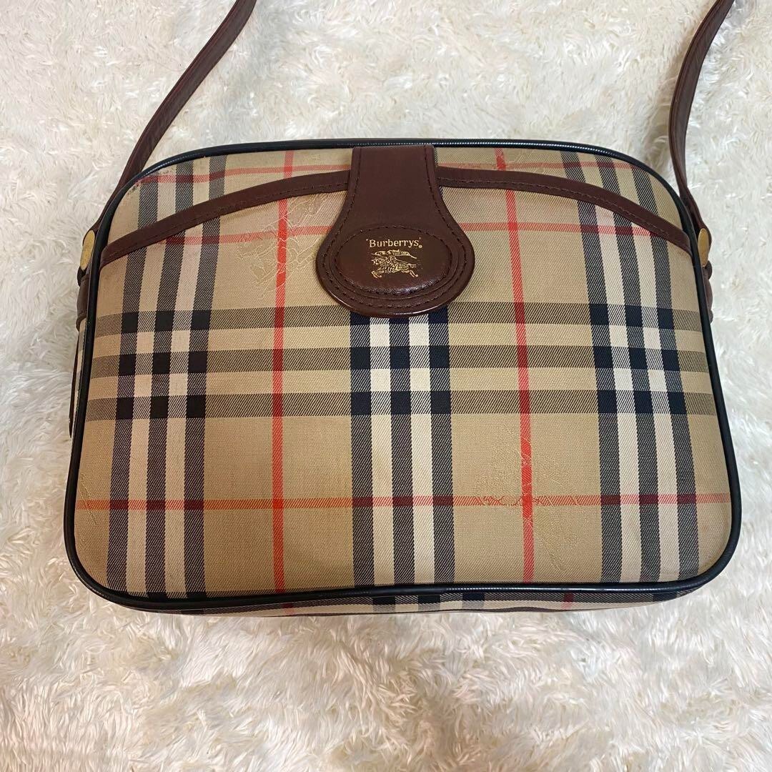 Burberry Nova Check Shoulder Bag Shadow Horse Canvas color Brown
