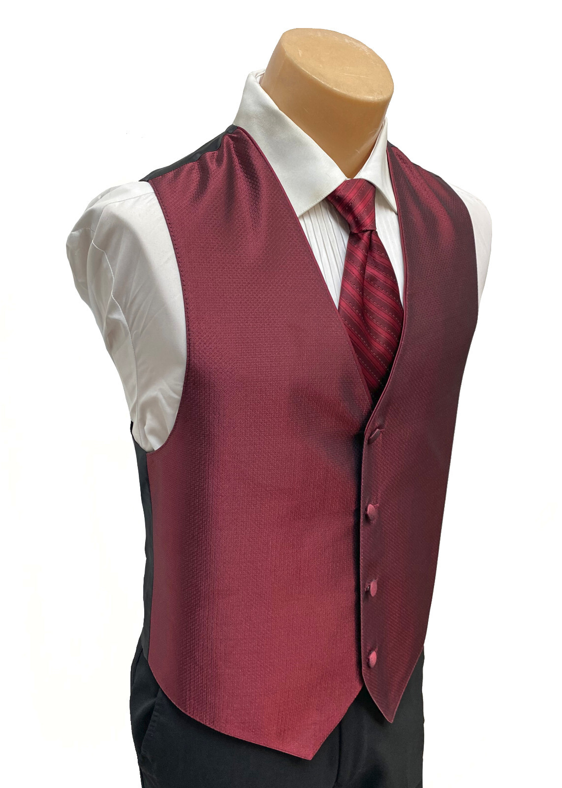 Men's Jean Yves Claret Red Tuxedo Vest with Long … - image 2