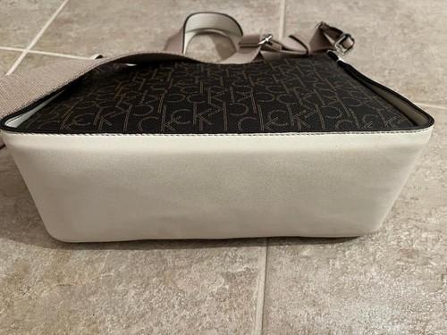 CALVIN KLEIN SATCHEL AND POUCHE COMBO BROWN CREAM TAN MEDIUM NWT MSRP $198 - Picture 6 of 11