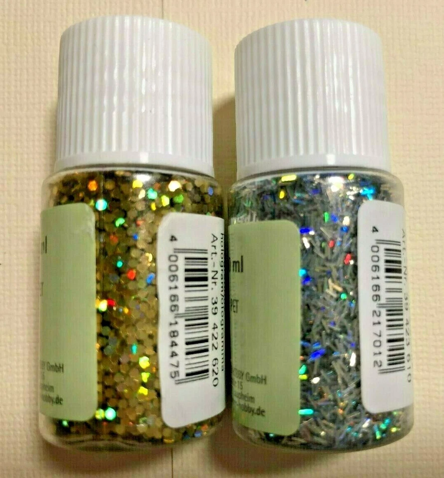 RAYHER HOBBY GMBH Hologramm-Flitter 2 mm, Hologramm-Flitterfäden 0,3x1,65 mm, je 10 ml