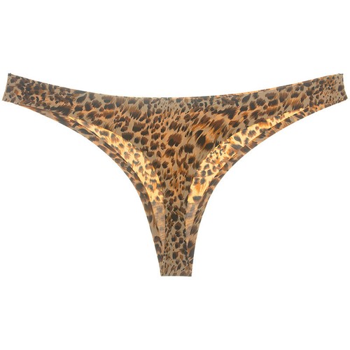 Sexy Lady Seamless Panties Brief Thong G-string Leopard Print Ice Silk Low Waist - Picture 11 of 12