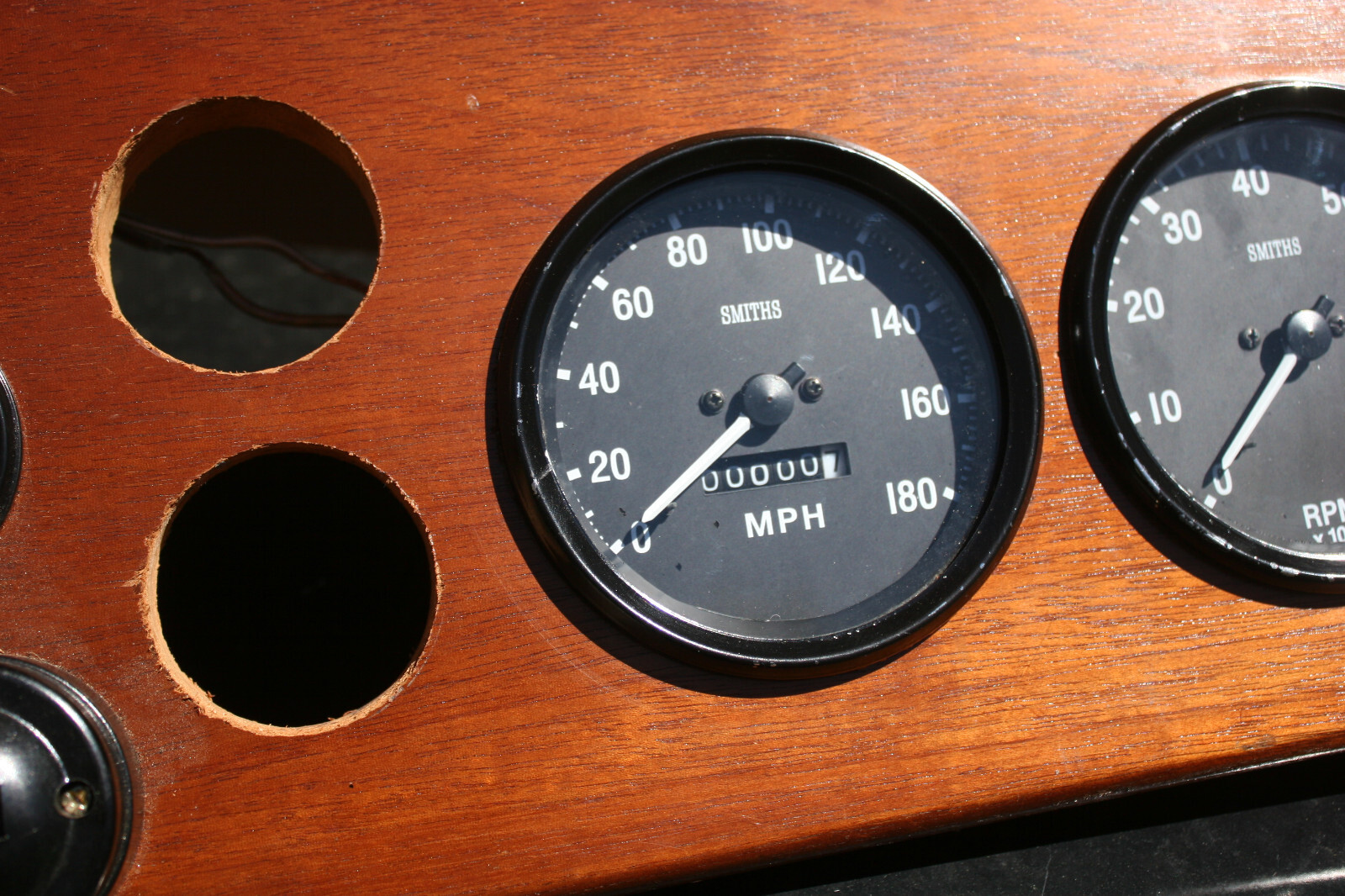 Bentley 3 Litre Wood Dash w/ Reproduction Speedometer & Tachometer