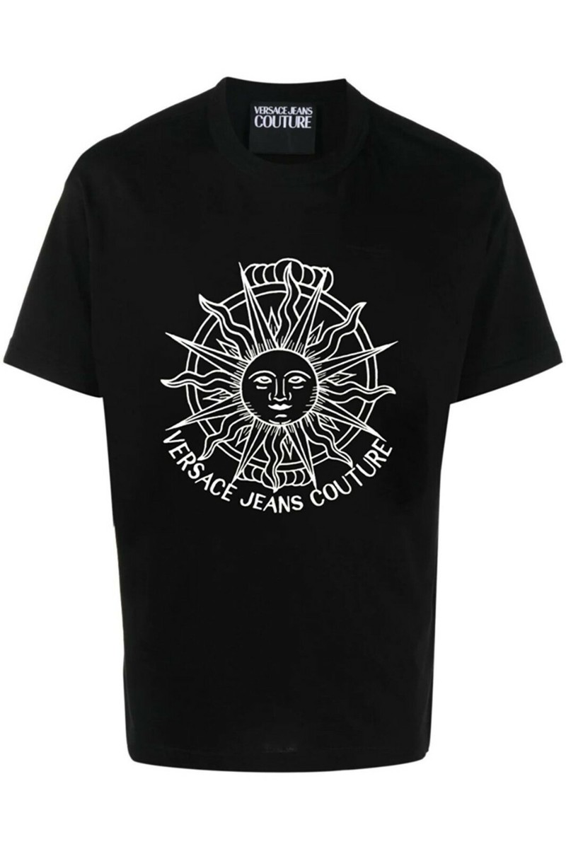 VERSACE JEANS COUTURE ロゴ ブラック 長袖 Tシャツ VERSACE JEANS COUTURE SUN EMBROIDERED LOGO T SHIRT-BLACK. | eBay