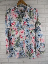 Katies womens shirt top blouse blue white pink floral print 12 bnwt