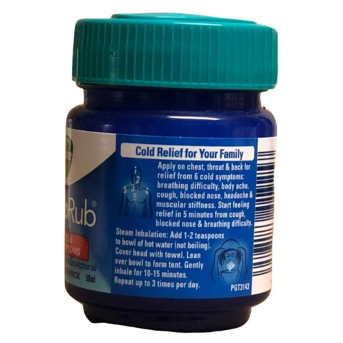 Vicks VapoRub Vaporize blocked nose Relieves cough Cold 50ml + 10ml Extra 2-pk - Picture 3 of 9