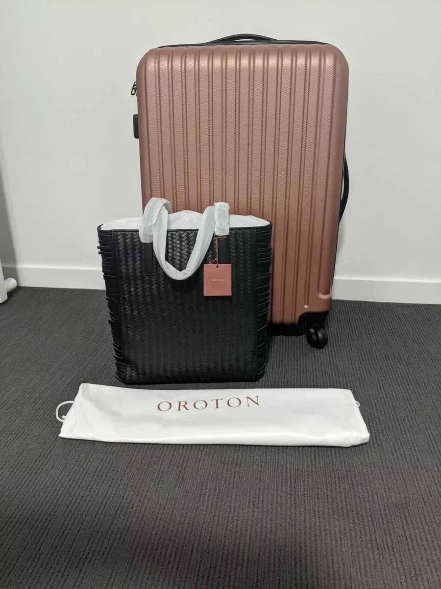Oroton Escape Women s Small Hand woven Leather Fringed Tote Black RRP 599