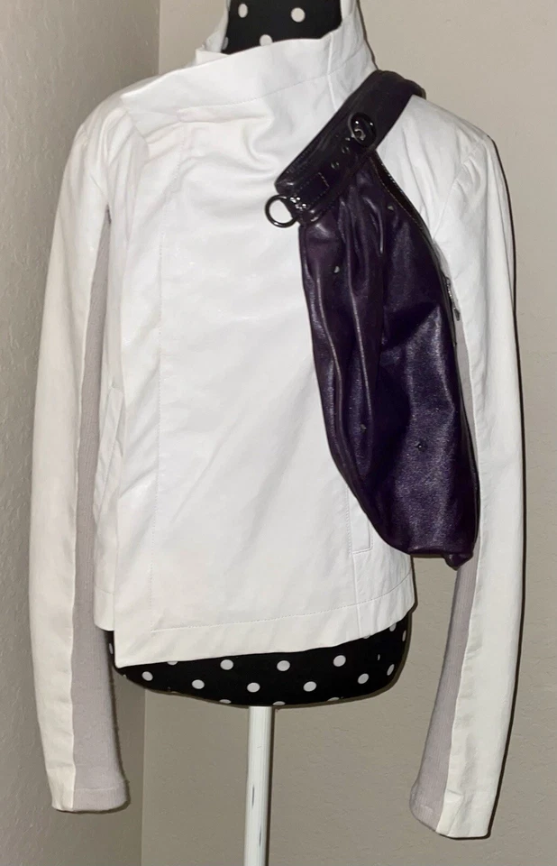 Hogan-Purple Leather Convertible Shoulder/Cross Body Hobo Bag-Stud Accents-Italy - Image 3 of 4